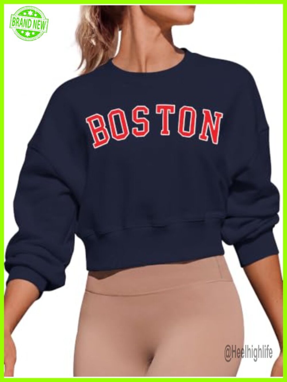 Fleece Lined Cropped Sweatshirt Oversized Crewneck Pullover